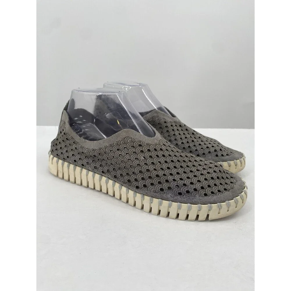 Ilse Jacobsen Shoes US 7.5 EU 38 Gray Tulip Flats Comfort Perforated Slip On